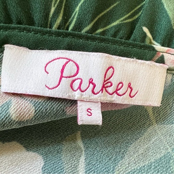 Parker Sloane Ruffle Floral Print Silk Blend Mini Dress Cacti Daisy 13741 - Picture 11 of 13